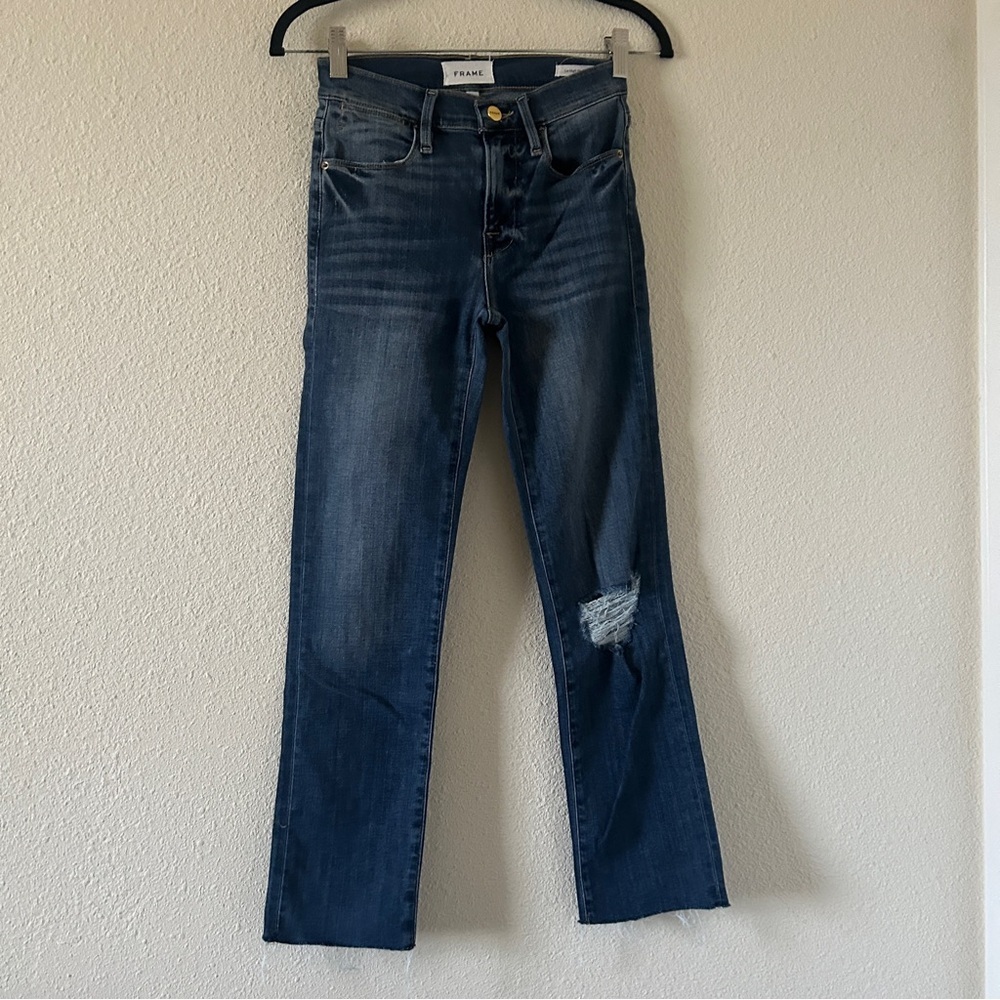 FRAME Le High Straight Jeans Dressy Casual Party Date Capsule Women’s 24 Blue